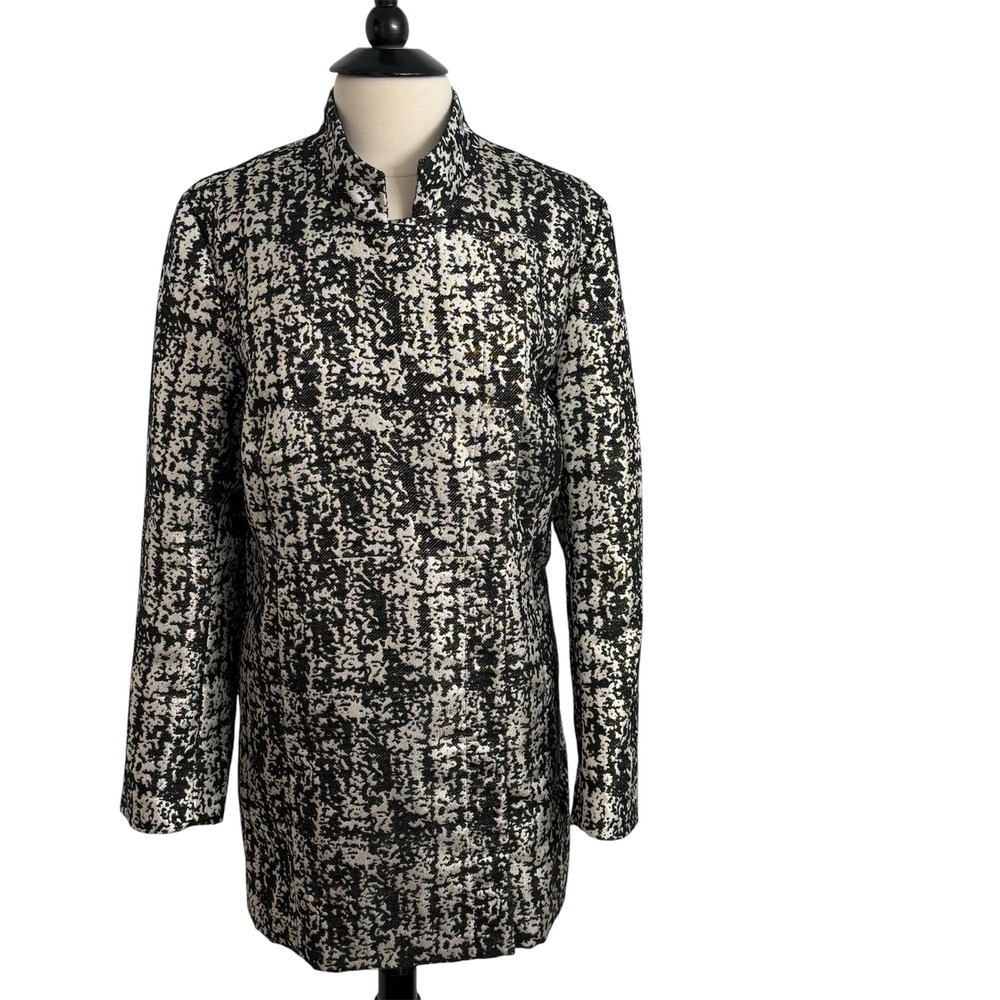Women's Long Sleeve Metallic Asymmetric Magnetic Snap Button Jacket